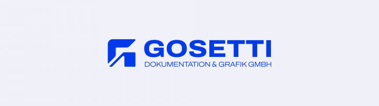 Wort-/Bildmarke: Logo Gosetti Dokumentation & Grafik GmbH blau